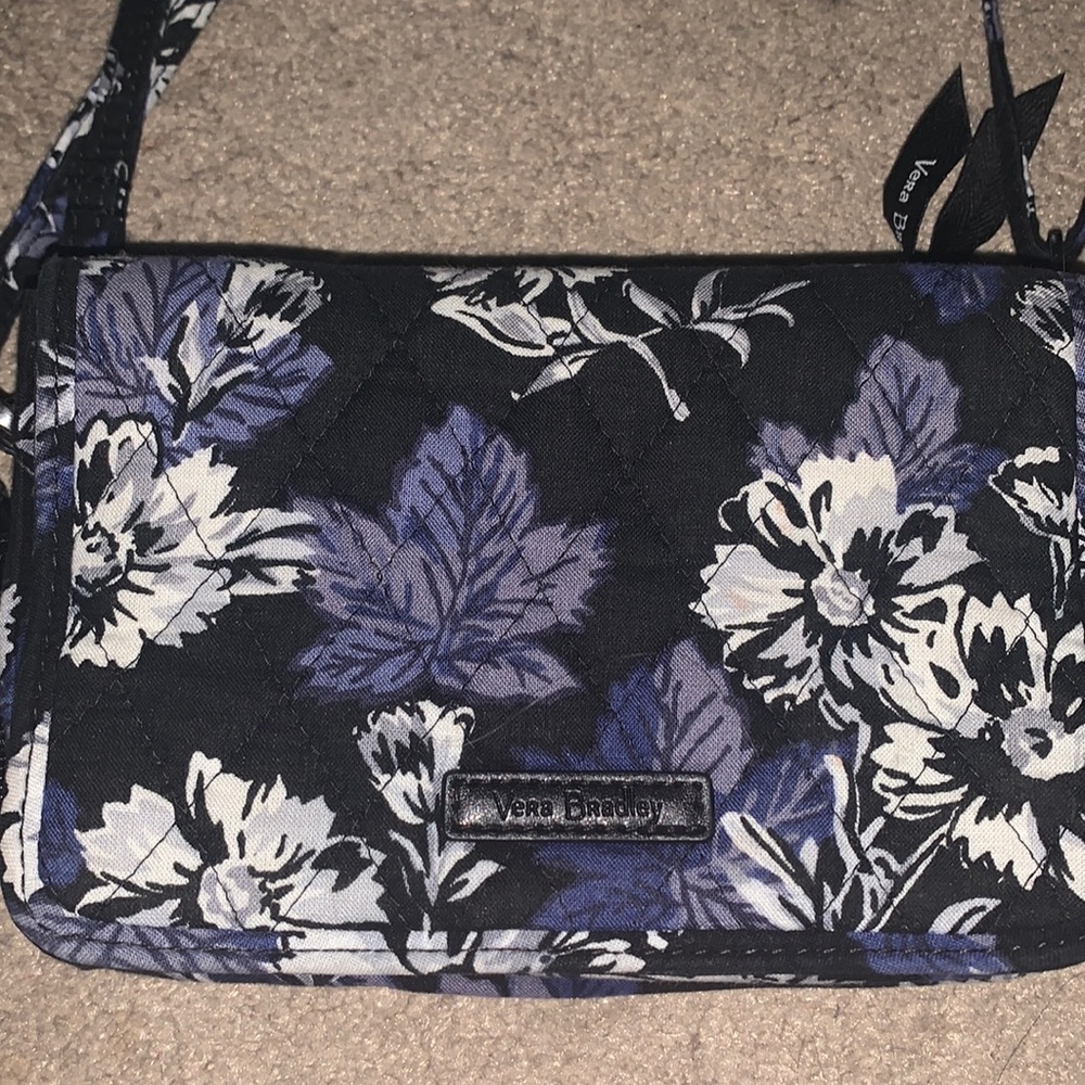 Vera Bradley crossbody adjustable blue/floral mini purse/wallet